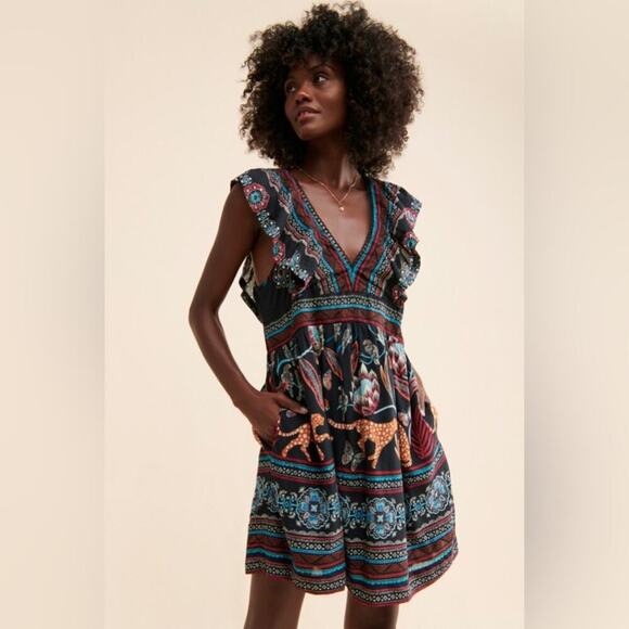 Anthropologie Dresses & Skirts - Anthropologie Vneck Plunge Leopard Butterfly Dress